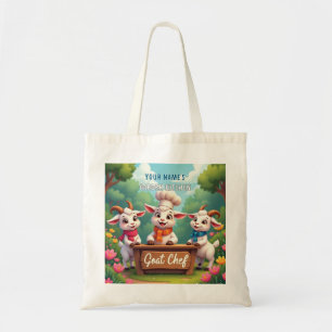 Cute Goat Chef Cartoon Kitchen Tote Bag