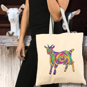 Cute Goat Colourful Farm Animal Art Tote Bag