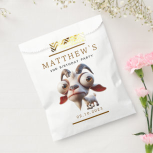 Cute Goat Farm Animals 2nd Birthday Party Favour Bag