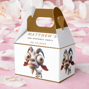 Cute goat Farm Animals 2nd Birthday Party Favour Box