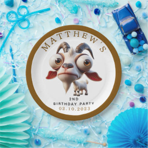 Cute goat Farm Animals 2nd Birthday Party Paper Plate