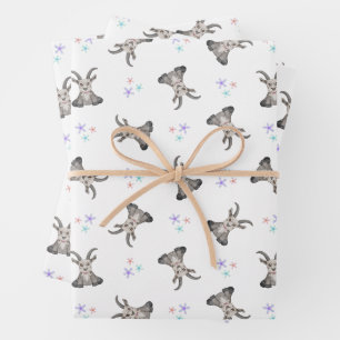 Cute Goat Farm Animals Barnyard Birthday Wrapping Paper Sheet