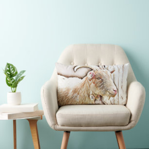 Cute Goat Farmhouse Decor Lumbar Cushion