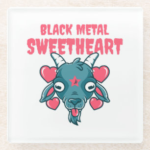 Cute Goat Head Baphomet Glass Coaster