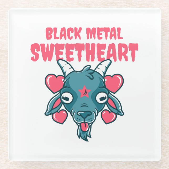  Cute Goat Head Baphomet Glass Coaster (Front)