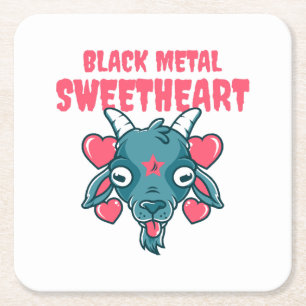 Cute Goat Head Baphomet Square Paper Coaster