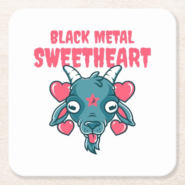  Cute Goat Head Baphomet Square Paper Coaster (Front)