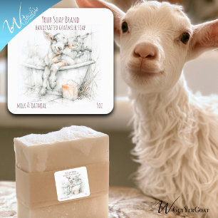 Cute Goat in a Bath Goatmilk Soap Square Sticker