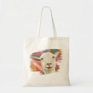 Cute Goat On Colourful Geometric Tote Bag