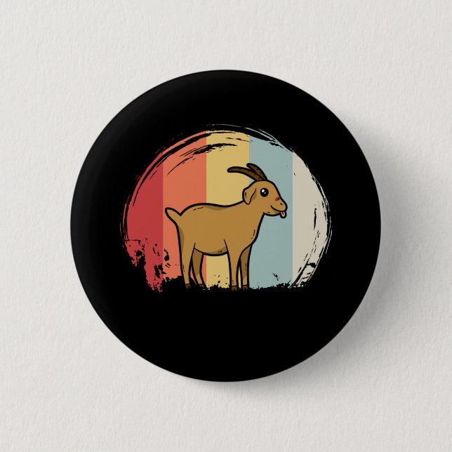 Cute Goat Retro 6 Cm Round Badge (Front)