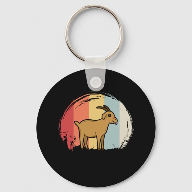 Cute Goat Retro Key Ring (Front)