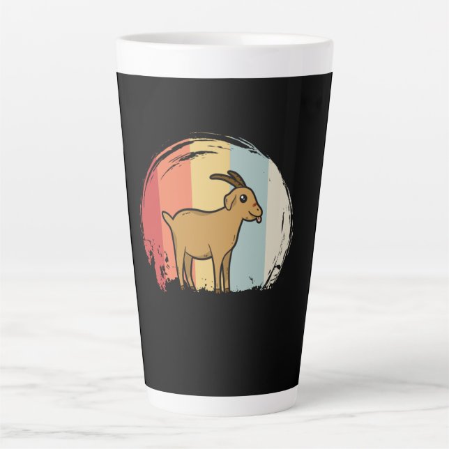 Cute Goat Retro Latte Mug (Front)