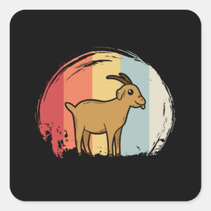 Cute Goat Retro Square Sticker