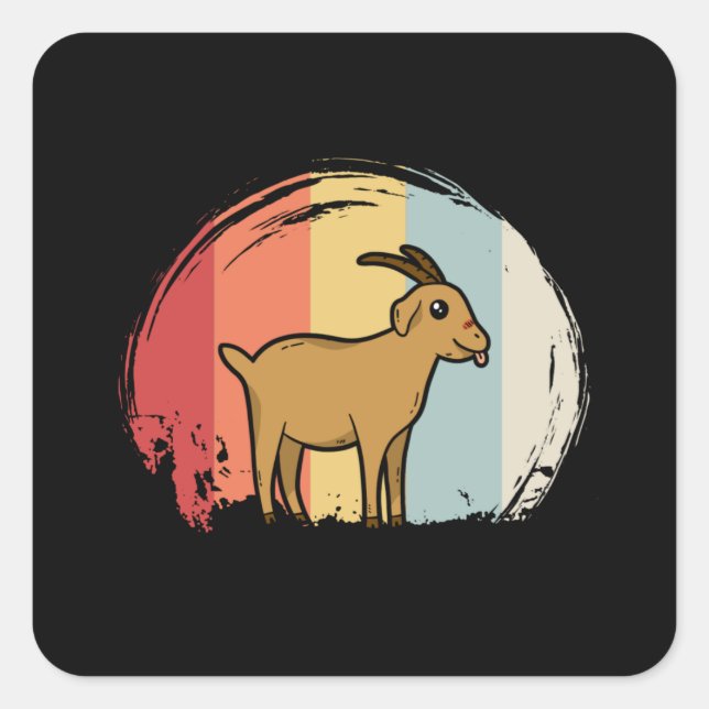 Cute Goat Retro Square Sticker (Front)