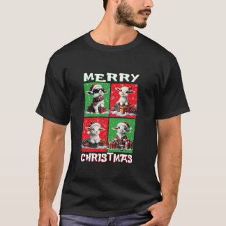 Cute Goat Santa Animals Lover Merry Christmas Tree T-Shirt