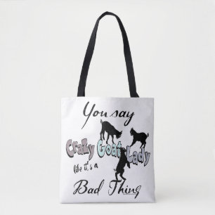 Cute GOAT SAYING   Crazy Goat Lady Cool Pastels Tote Bag