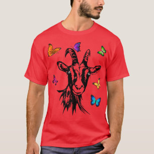 cute goat with Butterfly T-Shirt