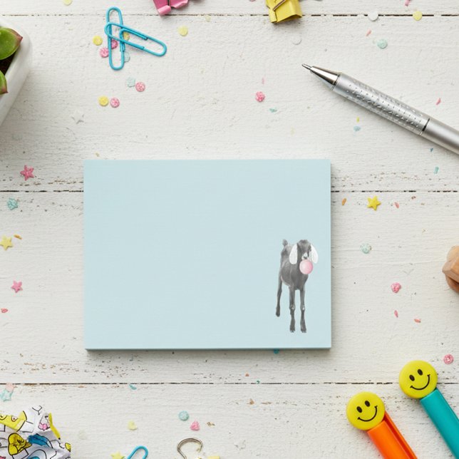 Cute Goat With Pink Bubble Gum Post-it Notes (Creator Uploaded)