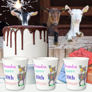 Cute Goats 10th Birthday Party Paper Cups