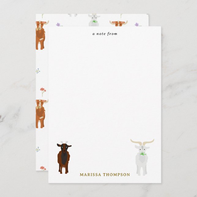 Cute Goats Farm Animals Card (Front/Back)