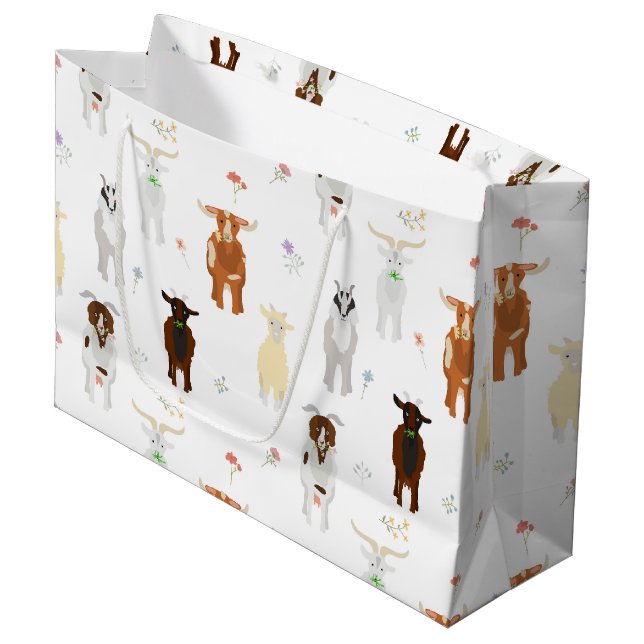Cute Goats Farm Animals Large Gift Bag (Front Angled)