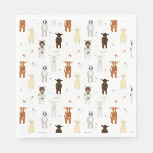 Cute Goats Farm Animals Napkin