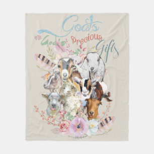 Cute GOATs   Watercolor Goat Portraits GetYerGoat™ Fleece Blanket