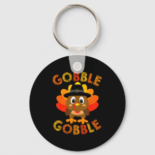 Cute Gobble Gobble Turkey Lgrim Little Boys Thanks Key Ring