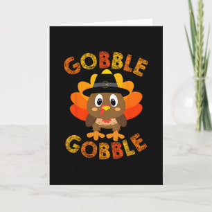 Cute Gobble Gobble Turkey Pilgrim Little Boys Than Card