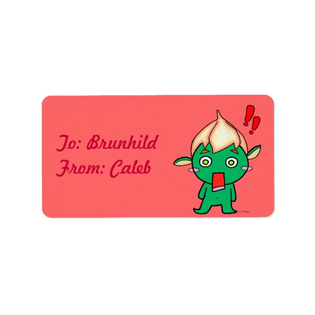 Cute Goblin with a flower on his head Label (Front)