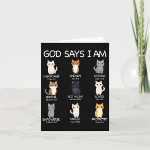 Cute God Says I Am Cat Lover Funny Christian Kids Card