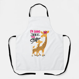 Cute Going To Be A Big Sister Giraffes Funny Girls Apron