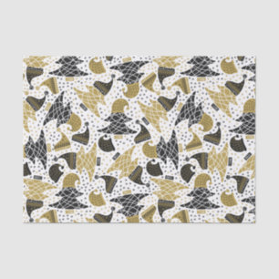 Cute Gold and Black Christmas Trees Tissue Paper