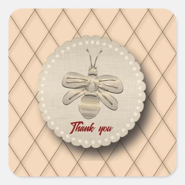 Cute Gold Bee Gift Square Sticker (Front)