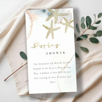 Cute Gold Blue Starfish Display Shower Baby Shower