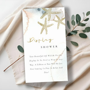 Cute Gold Blue Starfish Display Shower Baby Shower Enclosure Card