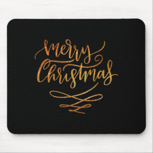 Cute Gold Brush Script Merry Christmas T Shirt  Mouse Pad