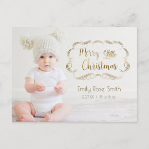 Cute Gold Calligraphy First Christmas Photo Card