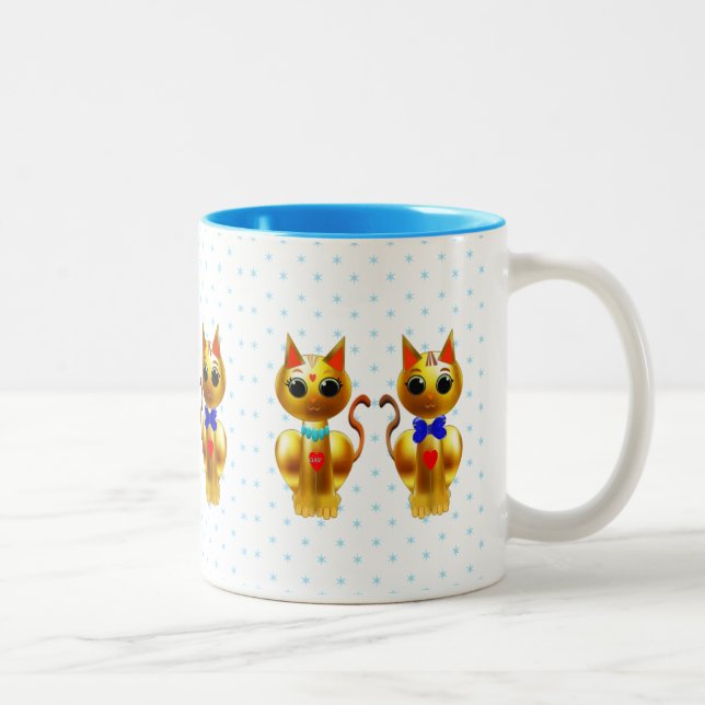 Cute gold cats Two-Tone coffee mug (Right)