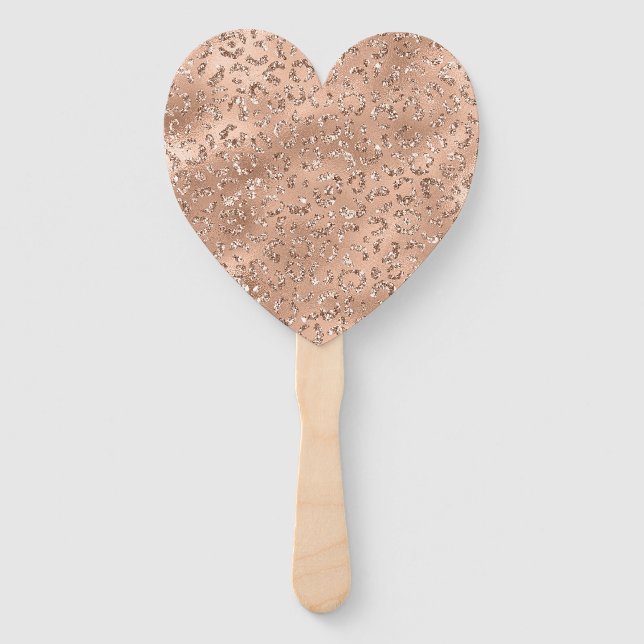 Cute Gold Cheetah Leopard Skin Print Pattern Hand Fan (Front)