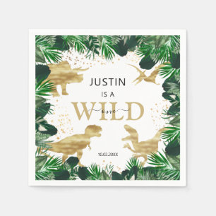 Cute Gold Dinosaur Kids Birthday Dino Trex Napkin