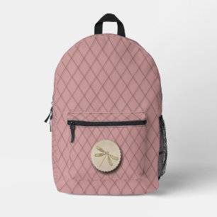 Cute Gold Dragonfly Printed Backpack