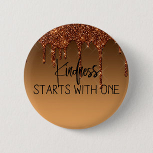 Cute Gold Dripping Glitter Inspirational 6 Cm Round Badge