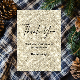 Cute gold faux glitter thank you card
