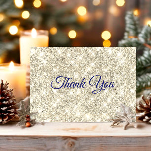 Cute gold faux glitter  thank you card