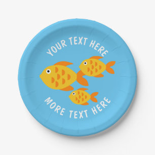 Cute gold fish aquarium bowl kid's Birthday party Paper Plate