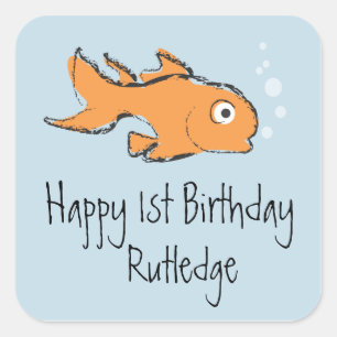 Cute Gold Fish Square Sticker