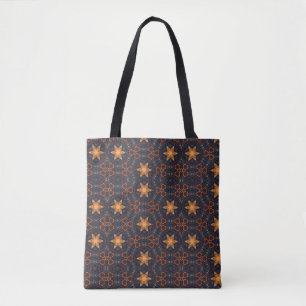 Cute Gold Flower Stars Blue black  Tote Bag