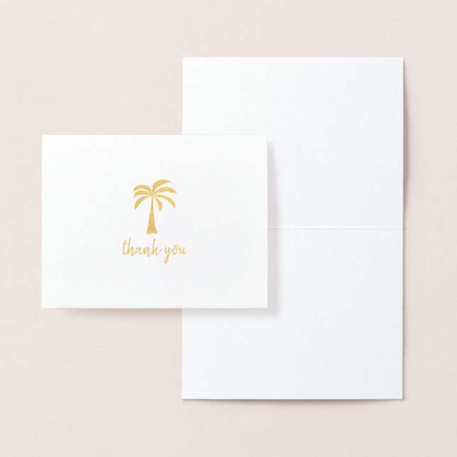 Cute Gold Foil Palm Tree Thank You Foil Card (Display)