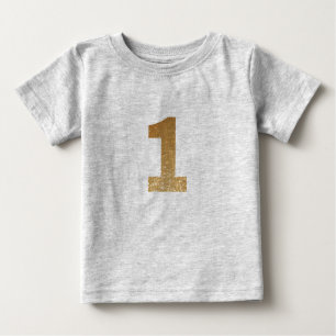 Cute Gold Glitter 1st Birthday  Baby T-Shirt